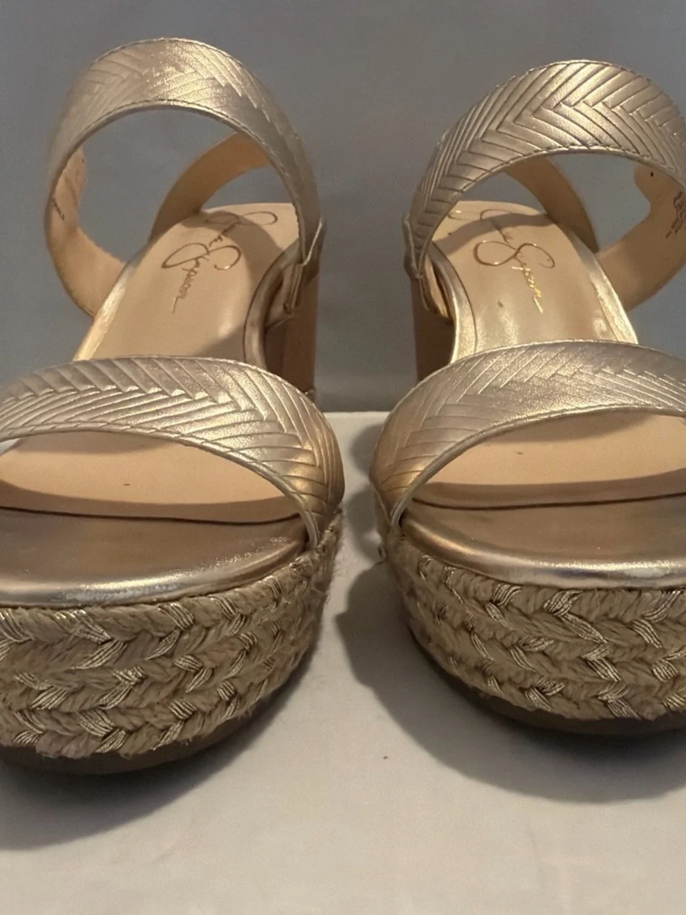 Jessica Simpson Metallic Gold Wedge Sandals